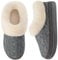HomeTop Damen Gestrickte Hausschuhe Bequem Warm Winter Memory Schaum Rutschfeste Innen Außen Pantoffeln mit Flauschig Plüsch Kragen Grau, 39 EU