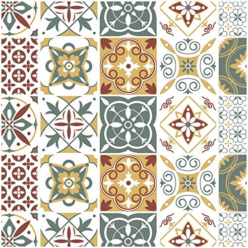 Yabaduu 10 Stück Fliesenaufkleber für Küche Bad Mosaik Design Aufkleber Fliesen Sticker Wandfliesen Mosaikfliesen Dekor Folie Selbstklebend Y041 (Lisboa, 15 x 15 m)