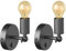 ledscom.de 2 Stück Vintage E27 Wand-Leuchte FETRO mit Schalter, schwarz, schwenkbar, inkl. E27 Lampe Vintage gold (extra-warmweiß, 471lm)