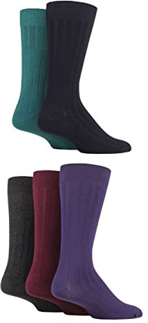 SockShop Hommes Chaussettes en bambou naturel coloré et coloré à motifs divers modèles pour un usage quotidien Taille 40-45 Multipack de 5 - Royales Côtes 40-45