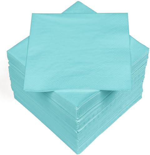 HEKU 100 einfarbige Servietten, 3-lagig, 33x33cm I Einheitliche Qualität für Veranstaltungen & Gastronomie I Praktische 5er-Packung I Hoch saugfähig und stilvoll, hellblau