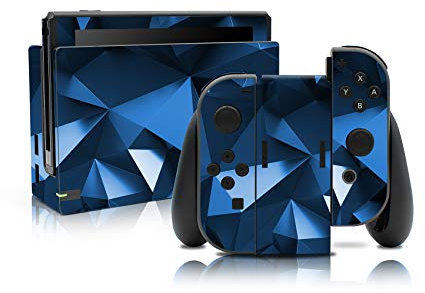 Joy-Con - Set di adesivi per console e stazione di ricarica, protezione contro i graffi, autoadesivi RX021 (n. 13 poligono blu)