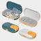 2 Pastilleros con Cortador de Pastillas, Caja de Pastillas con 4 Compartimentos – Tomas, Organizador Medicación de Plástico ABS Portátil de tamaño Bolsillo – Verde y Azul