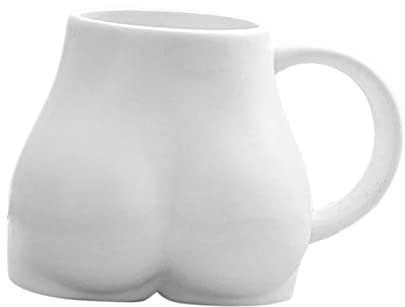 Baoblaze Kaffeetasse Personalisiert Po-Becher, Kaffeebecher Porzellan Aussehen des Hinterns Lustige Tasse mit Henkel Geschenke für Beste Freunden - Weiß