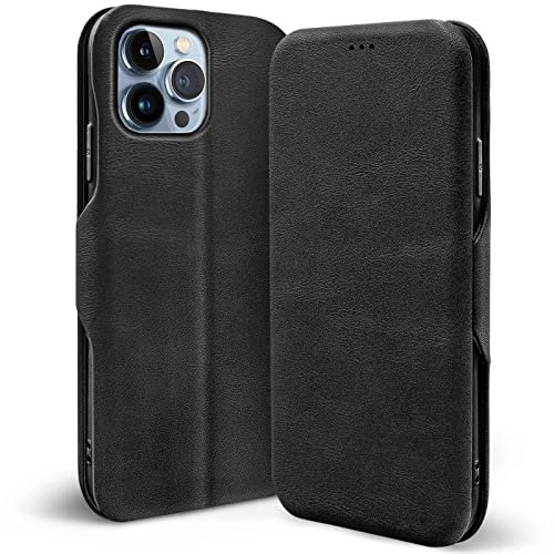 Verco Case per Apple iPhone 13 Pro Custodia, Cover a Libro Pelle PU per iPhone 13 Pro Custodia Premio Booklet Protettiva, Nero