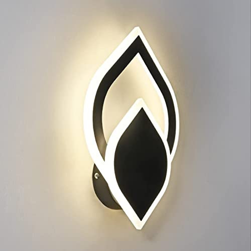 S'AFIELINA LED Wandlampe Drehbar Wandleuchte innen 3 Lichtfarbe Einstellbare Wandbeleuchtung Wandstrahler für Schlafzimmer, Flur, Wohnzimmer (Schwarz, 1 Stück)