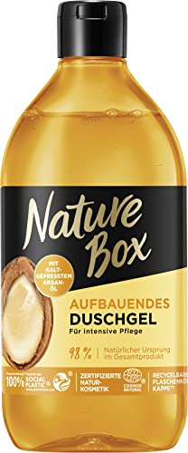 Nature Box Duschgel (385 ml), aufbauend mit Argan-Duft, vegane und ph-hautneutrale Formel mit kaltgepresstem Argan Öl, Naturkosmetik zertifiziert