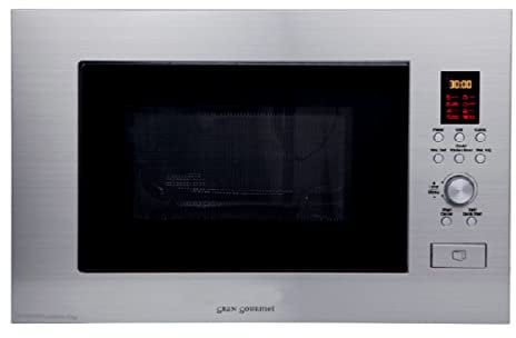 Microondas de encastre 900 W. Grill de 1000 W. Capacidad 23 L. Acero Inoxidable. 6 niveles de potencia.
