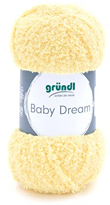 Gründl Wolle Baby Dream (kuscheliges Strick- & Häkelgarn aus 100% Polyester, 50 g / 136 m, Nadelstärke: 5-6, 1 x 50 g), hellgelb