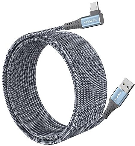 Long USB C Cable 5M ANIME Right Angle USB Type C Charging Cable 3.1A USB Fast Charge Cable Nylon Braided Charger Cord,for Samsung Galaxy S10/S9/S8 Plus,Note 10 9 8,PS5,LG V30 V20 G6 G5,Moto