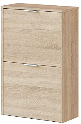 JUANIO Mueble Zapatero 2 Puertas con Gran Capacidad 12 Pares Aprox. con Acabado en Color Roble Canadian - Dim: 50 cm (Ancho) x 76 cm (Alto) x 22 cm (Fondo)
