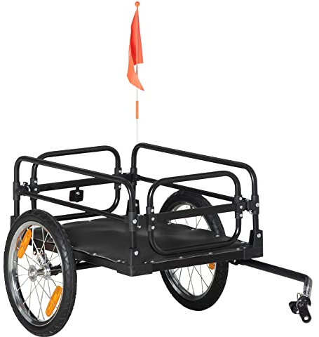 HOMCOM Fahrradanhänger, faltbar, aus Stahl, Räder 40 cm, max. 40 kg, mit Universalkupplung