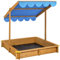 Tectake Bac à Sable en Bois pour Enfants Extérieur avec Couvercle Toit Réglable en Hauteur – Diverses Couleurs (Bleu)