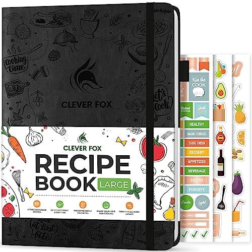 Clever Fox Livre de recettes - Créez votre propre livre de cuisine familial - Carnet de recettes vierge - Journal de cuisine vide pour écrire des recettes - Grande taille, 21 x 28 cm, couverture