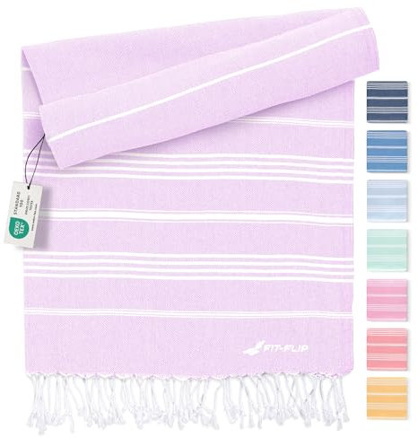 Fit-Flip Hamamtuch aus 100% Baumwolle – saugfähig und schnelltrocknend – türkisches Saunatuch, Strandtuch, Duschtuch, Badetuch, Yogatuch – Lilac – 100x200cm Sultan