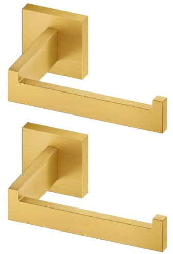 KOKOSIRI B2003BG-P2 Toilettenpapierhalter für Badezimmer, Küche, Waschraum, T-304 Edelstahl, Wandmontage, goldfarben, 2er-Pack
