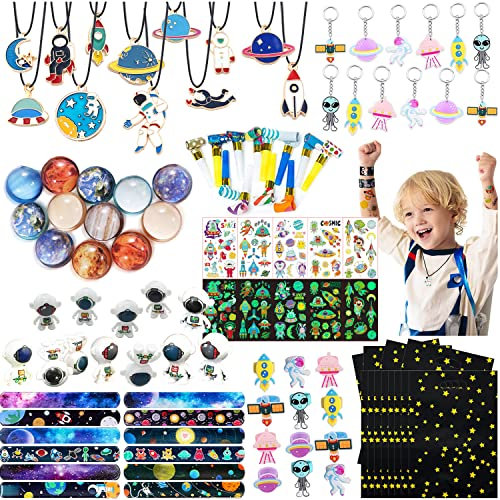 HIQE-FL 106 Stück Kindergeburstag Weltraum Mitgebsel,Weltraum Party Mitgebsel,Schnapparmband,Weltraum Tattoos,Jungen Mitgebsel,Kindergeburtstag Gastgeschenke