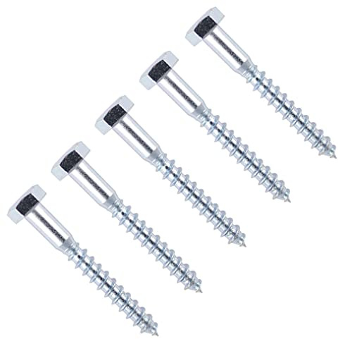 TERF® M8 X 60mm Coach Screws Hex Head M8 (8mm) X 60mm Wood Masonry Brick Concrete Wall Fixing Lag Screw Bolts for Aerial Satellite Dish TV Bracket Fence Shelves Mounting Decking - Pack of 10