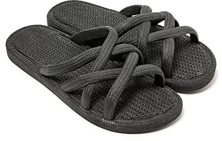 BRASILERAS Flache Sandalen Mersin für Damen, schwarz, 39 EU