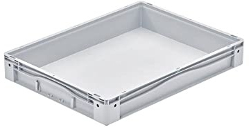 PROREGAL Euro-Norm Großbehälter | HxBxT 12x60x80cm | 49 Liter | Glatter Boden | Grau | Eurobehälter, Transportbox, Transportbehälter, Stapelbehälter