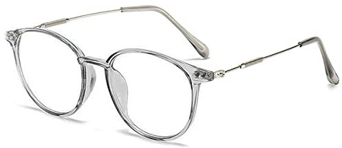 KOOSUFA Runde Blaulichtfilter Brille Brillengestelle Mode Computerbrille Damen Herren Ultra Leicht Brillenfassung Gaming Brille ohne Stärke Durchsichtig Grau