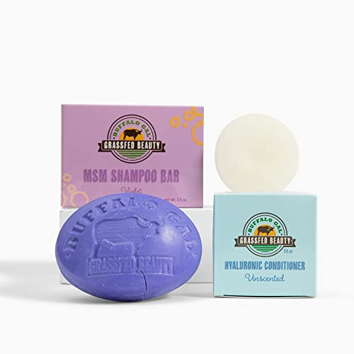 BUFFALO GAL - MSM Shampoo Bar + Hyaluronsäure Hair Conditioner Stick Solides Shampoo & Conditioner für das Haarwachstum