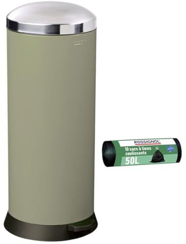 ROSSIGNOL Poubelle de cuisine à pédale 30L et 10 sacs poubelle 50L - BOMBA