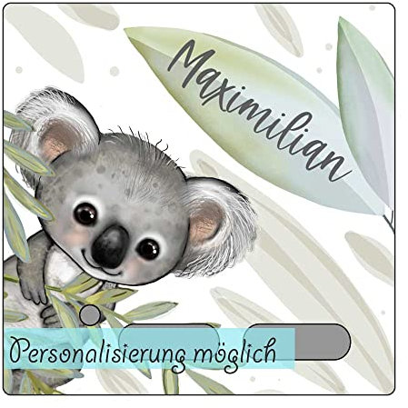 My Sweetheart® Schutzfolie für Toniebox mit Namen Koala Koalabär Tonie Figur Folie selbstklebend personalisiert WISCHFEST ABRIEBFEST LED durchscheinend Aufkleber