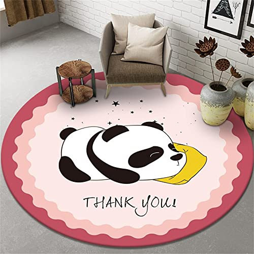 Highdi Teppich Rund Modern rutschfest Waschbar Schlafzimmer Teppiche, Innenbereich Planet der Tiere Drucken Runder Teppich fürs Wohnzimmer, Flur, Kinderzimmer, Büro (120cm,Panda)