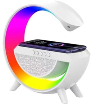 OISE ART STORE Trade Shop - Lampada LED Caricabatteria Wireless Cassa Speaker Bluetooth Musica Altoparlante