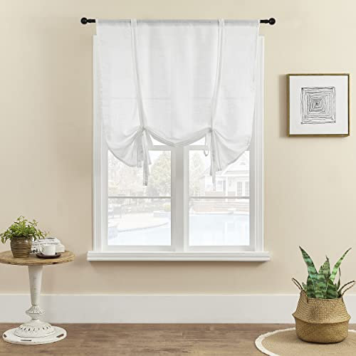 SIMPVALE 1 tenda a pacchetto in tulle, con tasca per bastone, in voile traslucido, tenda per soggiorno, camera da letto, balcone, cucina, bagno, colore bianco, 80 x 120 cm