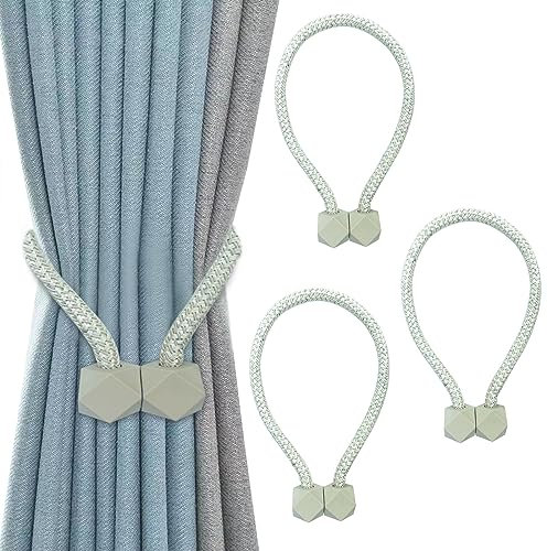 Nutabevr 4 Stück Beige Starke magnetischeVorhang-Raffhalter Vorhänge, Gardinen Halter mit Magneten, Holdbacks Vorhang Clips, für Gardinenklammern, Vorhänge Zuhause, Büro, Haus Dekoration