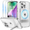 Niunisi Magnetic Case for iPhone 15 Pro Case with Stand, Slim Kickstand with Screen Protector Compatible with Magsafe Shockproof Crystal Clear Cases Phone Case Cover 6.1-Inch (2023), Clear