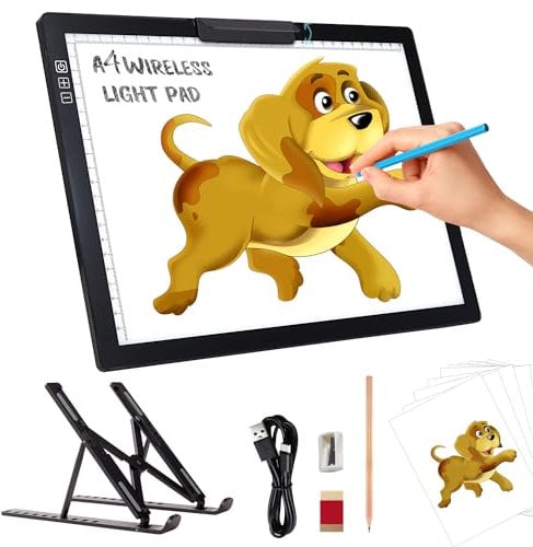 elice leuchtplatte din a4 mit Ständer/Clip,Wiederaufladbares leuchttisch A4,Tragbares 6 Helligkeitsstufen & Stufenloses Dimmen zeichenplatte,light pad für Diamond Painting,Zeichnen,Skizzieren,Tattoo