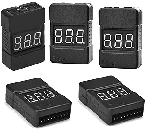 Ronlok 5pcs BX100 1-8S Lithium Battery Voltage Tester Low Pressure Alarm Battery Voltage Tester Black Plastic for RC Car