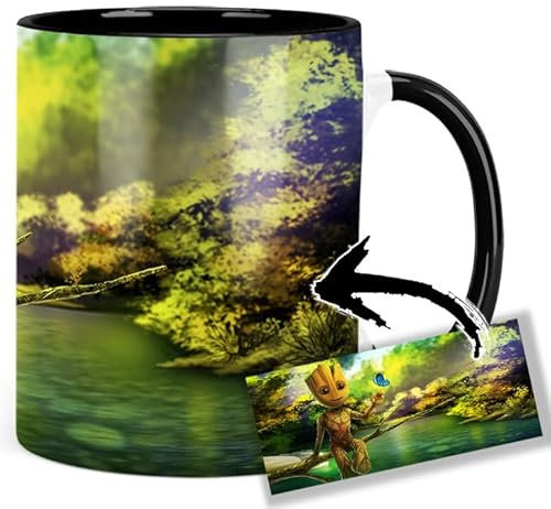 MasTazas Guardians Of The Galaxy Vol 2 Baby Groot Tasse Ceramique Intérieure et Poignée Noire Mug