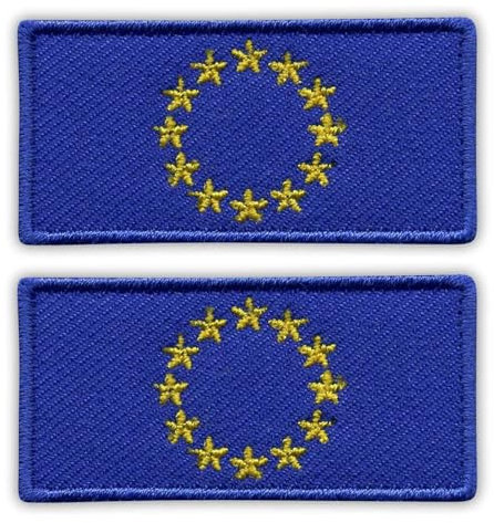 Lot de 2 - Drapeau de l'Union Européenne - Petit - Thermocollant - Dos Thermocollant - Patch Emblème