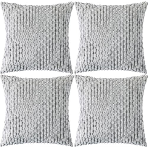 Ci & Ci 4er Set Boho Deko Kissenbezug 50x50 cm, Grau Kissen Sofakissen Dekokissen Zierkissen, Flauschig Kissenbezüge Kissenhülle für Sofa Couch