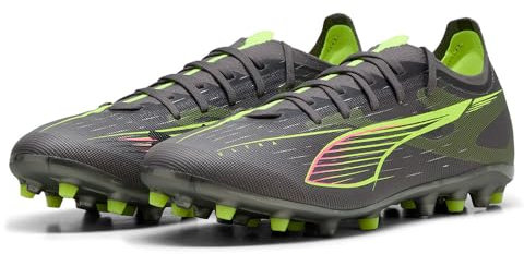 PUMA Ultra 5 Match MG, Zapatillas de fútbol Unisex Adulto, Matte Aged Silver-Yellow Alert Aged Silver, 42 EU