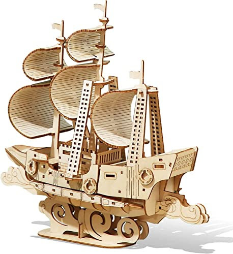 3d puzzle 3D wooden Jigsaw Puzzle DIY Model Building Kits,Truck Puzzle for Adults Model Building Kit-Gift for Birthday/Father's Day (Color : Shotgun Rubber Band Gun) (Color : Sailboat)
