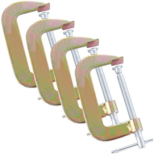 ASelected 4Pcs G Clamp 4Inch (105Mm) Steel Plate G Clamp, Industrial Strength C Clamp Set for Woodworking Welding Building Automotive Repair 4-Inch Jaw Opening (Silver)