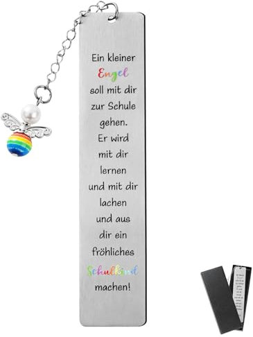BETESSIN Einschulung Geschenke Jungen Mädchen - Schutzengel Lesezeichen Schulkind - Schultüte Füllung - Originelle Geschenkidee zum Schulanfang Glücksbringer - inkl. Schwarze Hülle