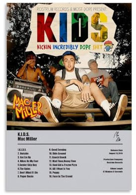 XXueMei Mac Miller – K.I.D.S.Musikposter, Albumcover, Poster, dekorative Gemälde, Leinwand, Wandposter und Kunstdrucke, moderne Heimdekoration, Poster, 30 x 45 cm, ungerahmter Stil