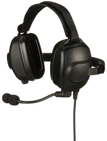 PMLN6853A Motorola OEM, Behind Ear Headset Boom Mic, Noise Canceling, 24dB Noise Reduction, Push-to-Talk Button, APX Radio Compatible, Heavy-Duty, Industrial Use