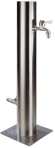 UPP Wasserzapfsäule aus rostfreiem Edelstahl inklusive 2 Auslaufhähnen, verdeckte Wasserzuleitung - Wasserzapfstelle, Brunnen, einfache Installation - 75 cm