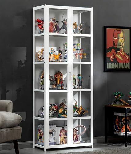 Pounjsd Grande Vitrine pour Collection,Vitrine en Imitation Verre,vitrine en Acrylique,vitrine Curio, Meuble Vitrine Imitation Verre,Support de Rangement pour Jouets de Collection pour Salon,Chambre