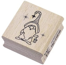 Artoz Stempel – Holzstempel – „Wichtel“ – 40 x 40 mm – Motivstempel zum Kartenbasteln für Weihnachten, Einladungen, Grüße