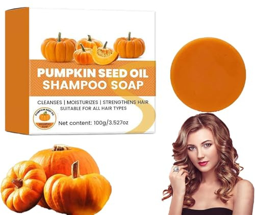 Pumpkin Seed Oil for Hair Growth Shampoo Soap, Pumpkin Seed Oil Shampoo Soap, Pumkin Shampoo Bar and Conditioner for Hair Nourishing and Strengthening (1Pcs)