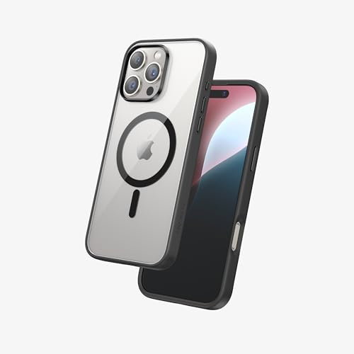 FLOLAB Surtect Tri-Fusion Magnetic für iPhone 16 Pro Max Hülle, schützendes, schlankes Design, MagSafe-kompatibel, militärischer Standard – Schwarz klar Schwarz