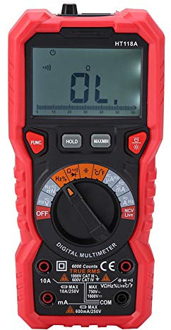 Multimetro Digitale Portatile HT118A Tester AC/DC Volt Amp Ohm Acitenza Hz Temp con Torcia